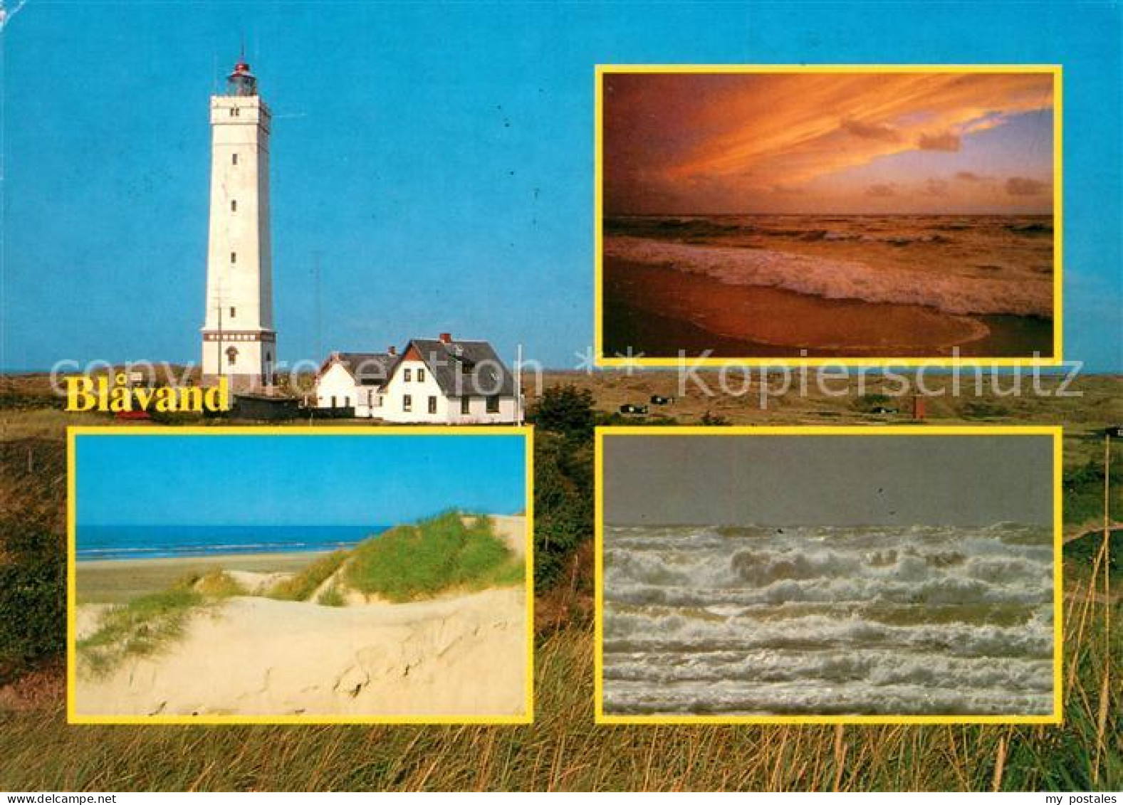 73157232 Blavand Leuchtturm Duenen Brandung Wellengang Sonnenuntergang Am Meer B - Danemark