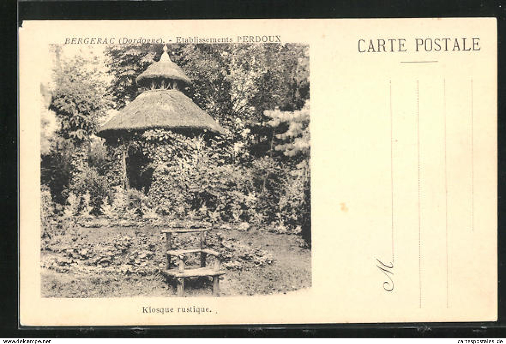 CPA Bergerac, Etablissements Perdoux, Kiosque Rustique  - Bergerac