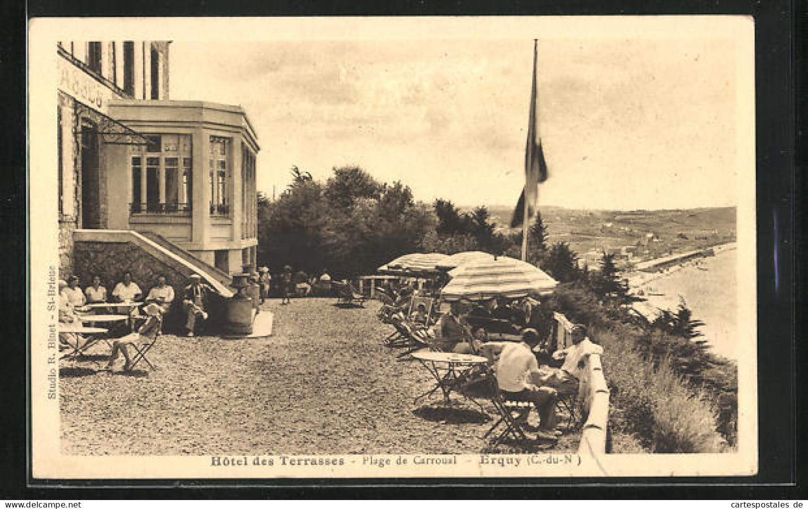 CPA Erquy, Hôtel Des Terrasses - Plage De Carroual  - Erquy