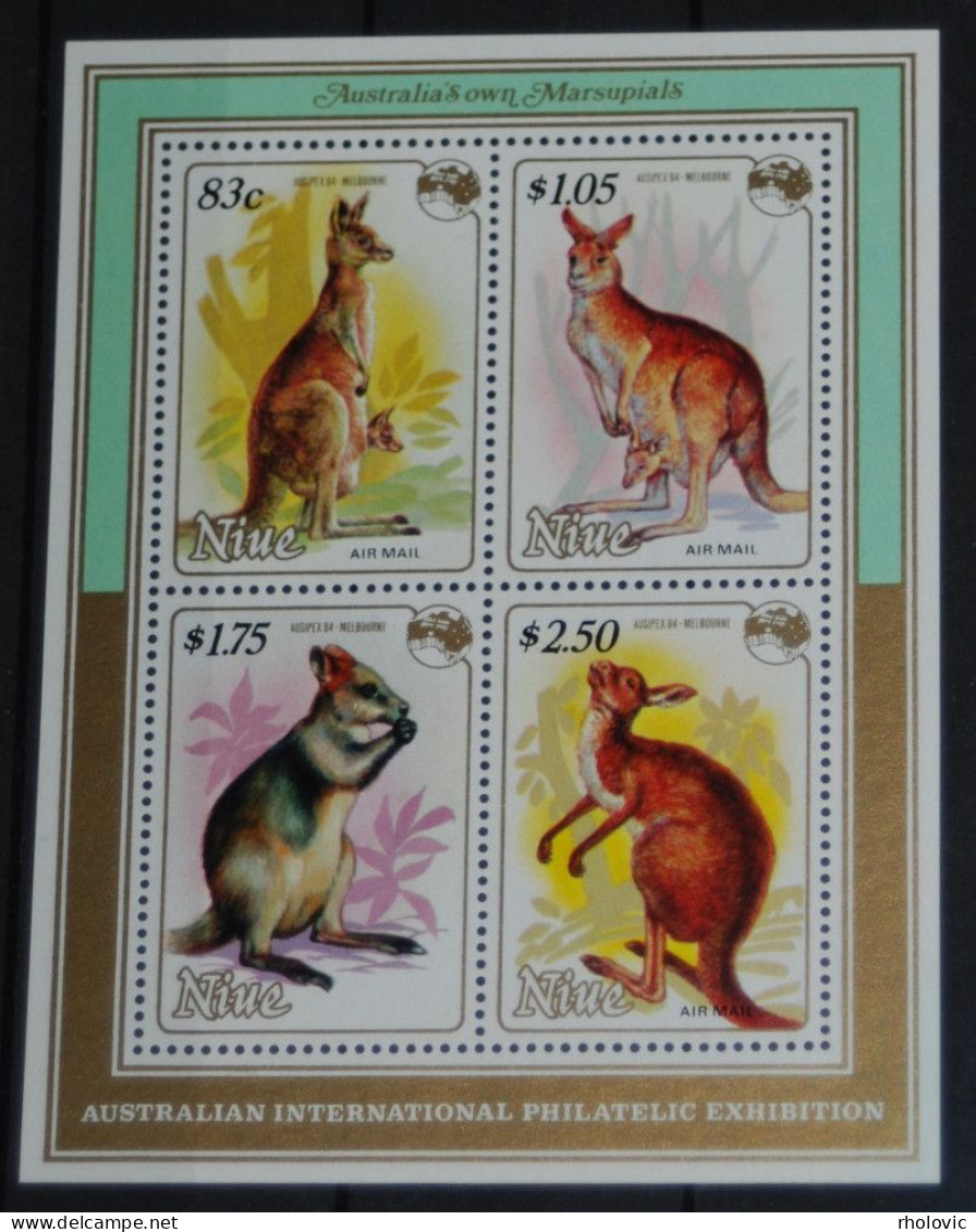 NIUE 1984, Kangaroos, Animals, Fauna, Mi #B75, Miniature Sheet, MNH** - Otros & Sin Clasificación