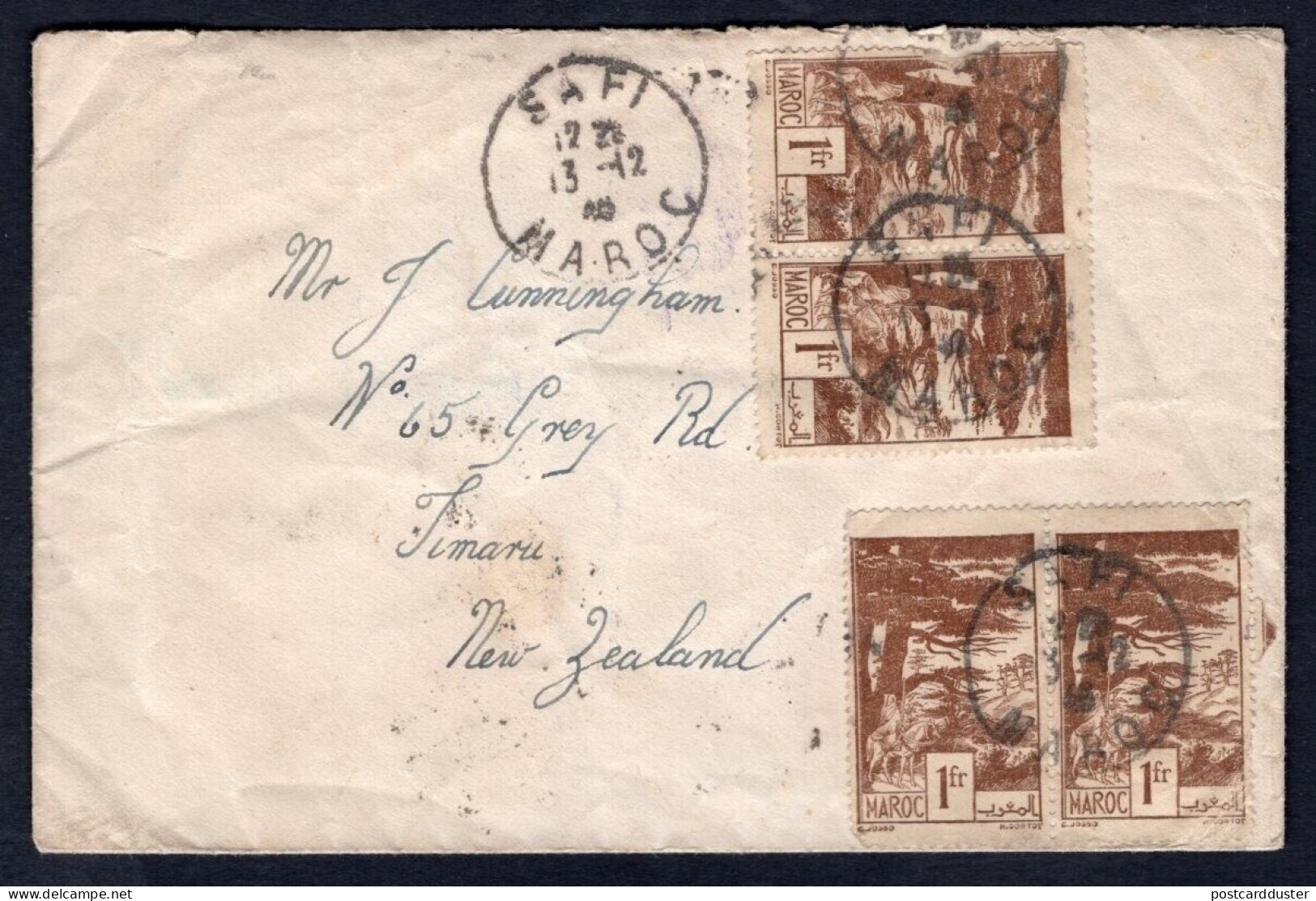 MOROCCO Safi 1948 Multi Franking On Cover To New Zealand (p1609) - Morocco (1956-...)