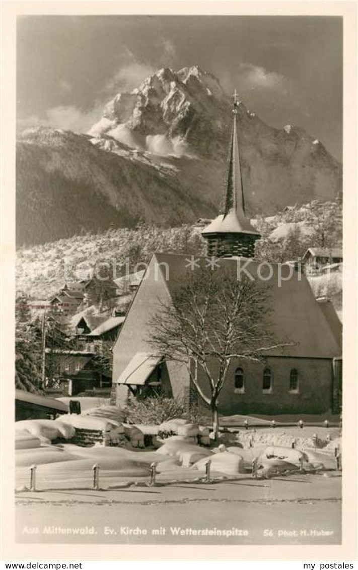 73143038 Mittenwald Bayern Ev Kirche Mit Wettersteinspitze Winterlandschaft Alpe - Mittenwald