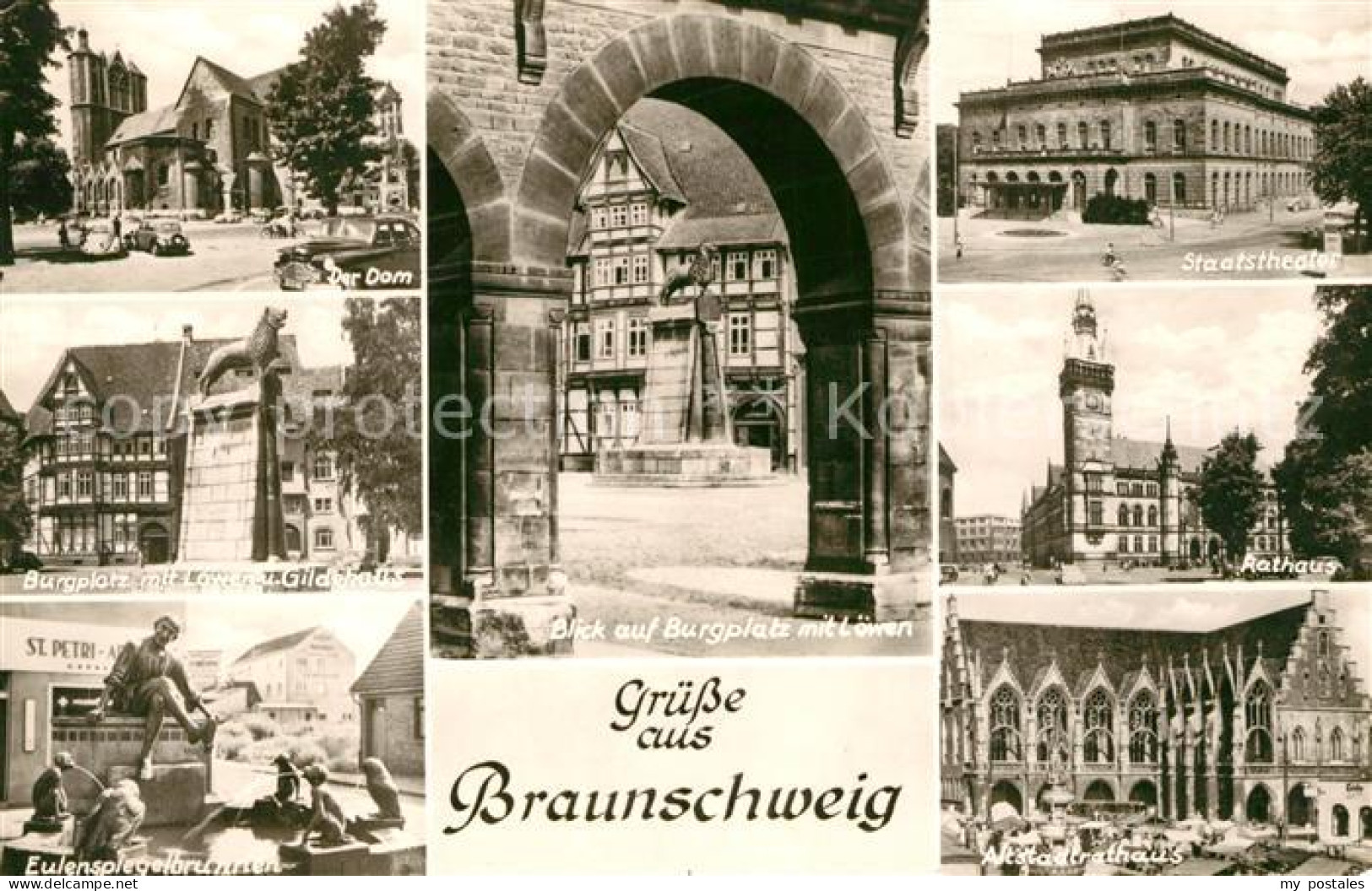 73143036 Braunschweig Dom Burgplatz Loewe Gildehaus Eulenspiegelbrunnen Staatsth - Braunschweig