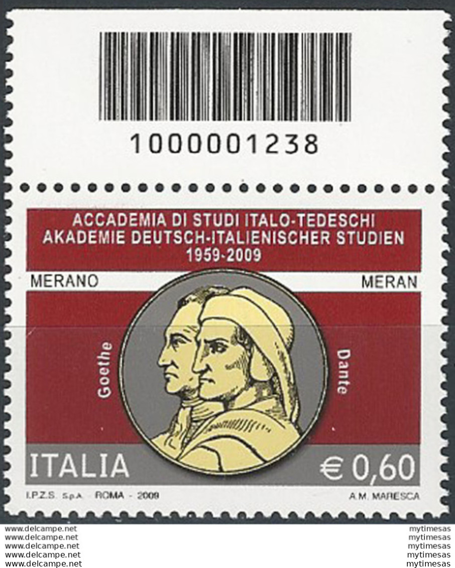 2009 Italia Accademia Di Merano Codice A Barre MNH Unif. 3140cb - Sonstige & Ohne Zuordnung