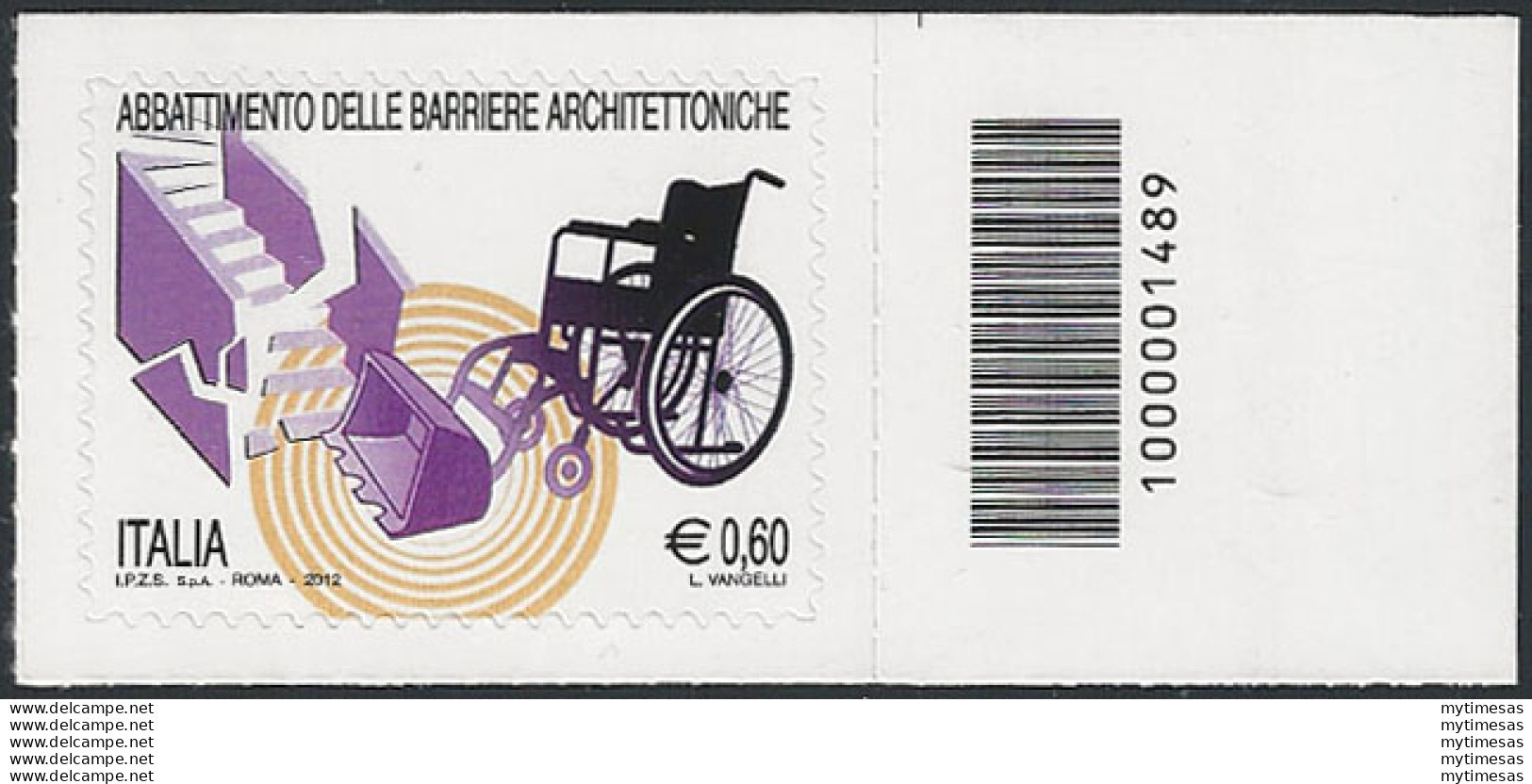 2012 Italia Barriere Architettoniche Codice A Barre Afda - Andere & Zonder Classificatie