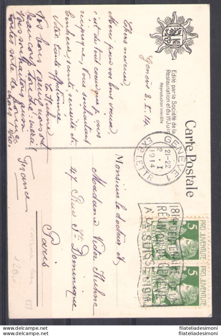 1914 SVIZZERA, Cartolina Commemorativa 100° Anniversario Città Di Ginevra , Interessante - Otros & Sin Clasificación