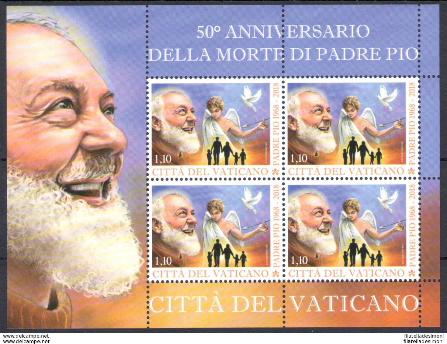 2018 Vaticano , Minifoglio N . 1806 , 4 Valori Anniversario 50° Morte Di San Pio Da Pietralcina , Nuovo E Perfetto - MN - Autres & Non Classés