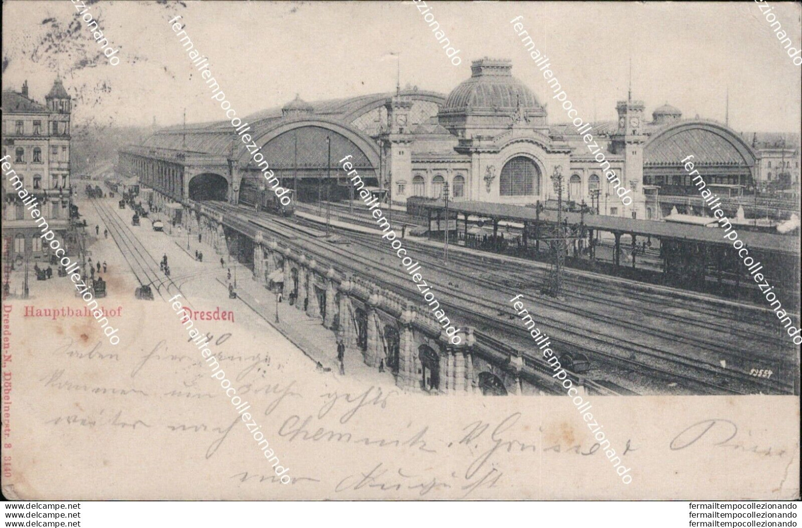 Au42 Cartolina Dresden Hauptbahnhof Station Stazione 1902 - Otros & Sin Clasificación