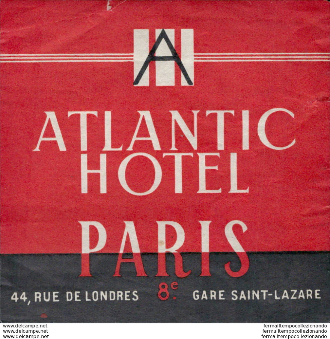Bh125 Etichetta Da Bagaglio Atlantic Hotel Paris - Sonstige & Ohne Zuordnung