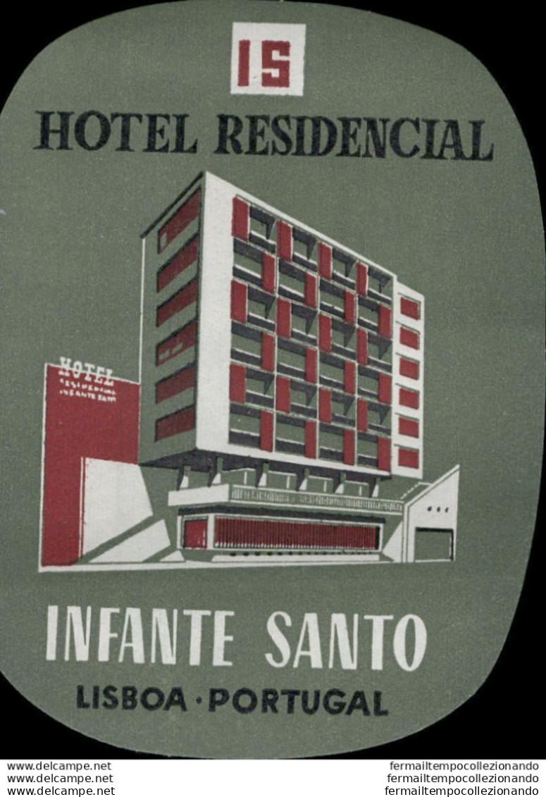 Bh148 Etichetta Da Bagaglio Hotel Residencial Lisboa Portugal - Autres & Non Classés