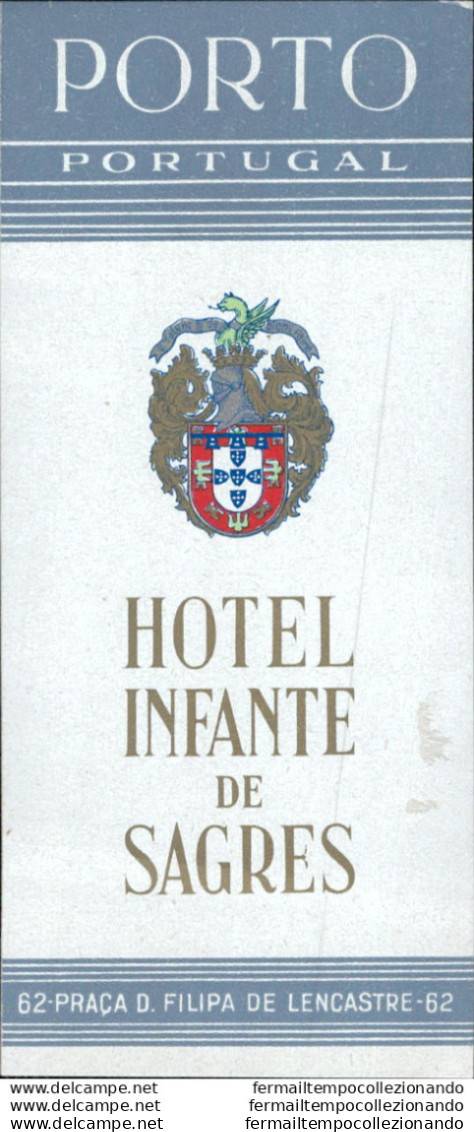 Bh150 Etichetta Da Bagaglio Hotel Infante De Sagres Porto Portugal - Andere & Zonder Classificatie