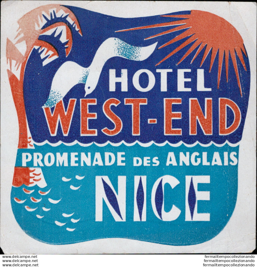 Bh147 Etichetta Da Bagaglio Hotel West -end Nice - Altri & Non Classificati