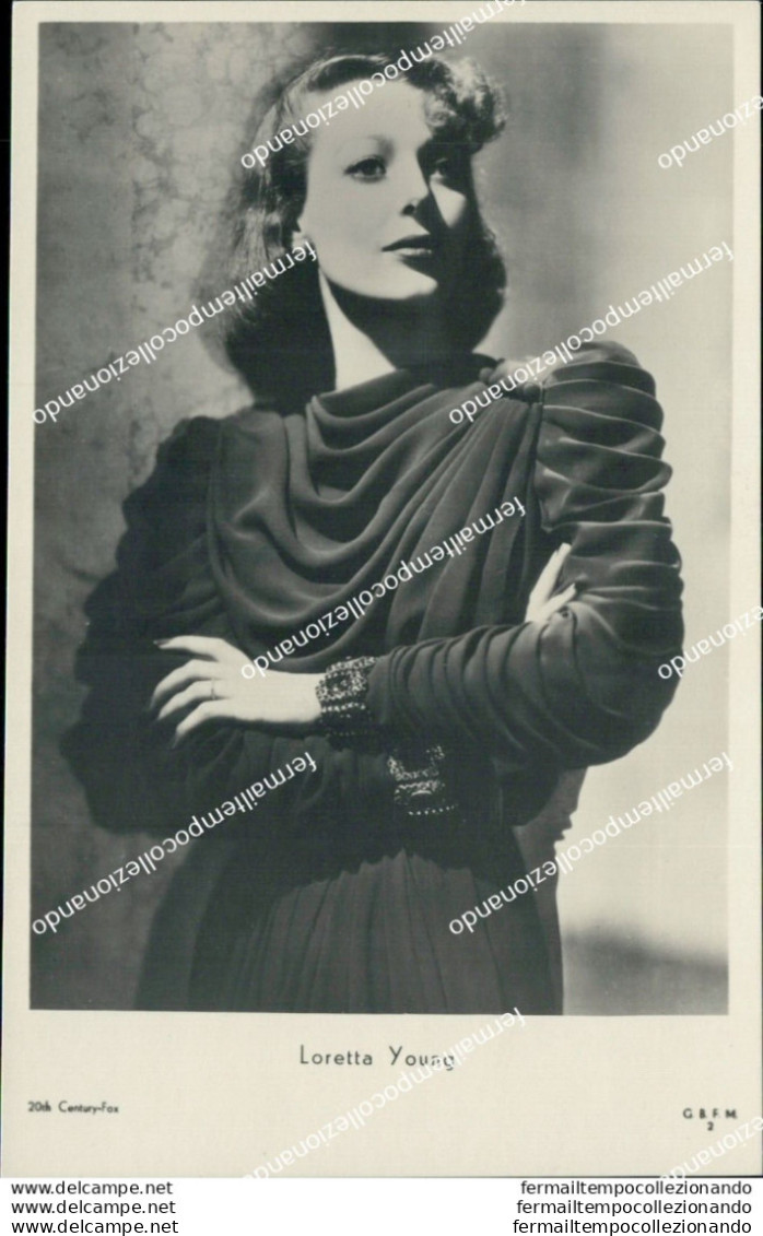 Bc413 Cartolina Loretta Young Attrice Actress Film Movie - Artistas