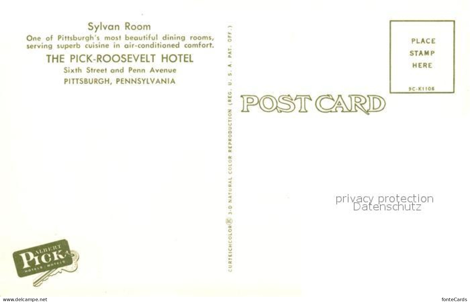 73098317 Pittsburg Pennsylvania Sylvan Room Pick Roosevelt Hotel United States - Otros & Sin Clasificación