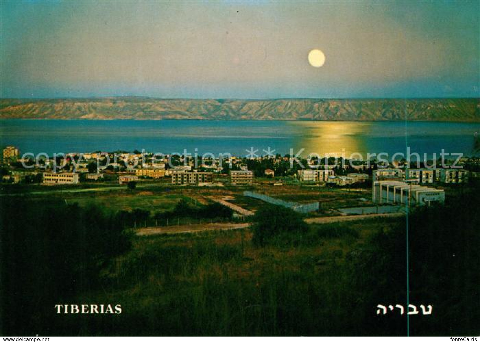 73070877 Tiberias Lake Of Galilee And Golan Mountains At Moon Light Tiberias - Israel