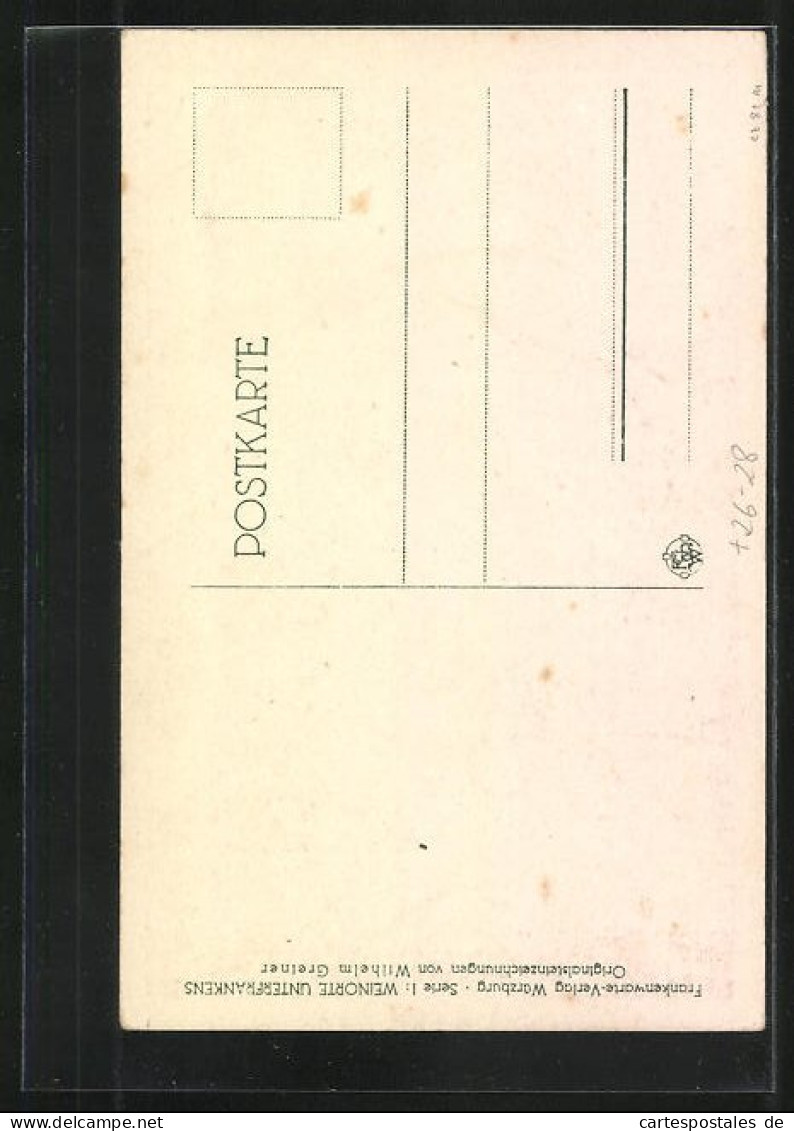 Steindruck-AK Frickenhausen A. M., Blick Auf Stadttor Und Fähre  - Other & Unclassified