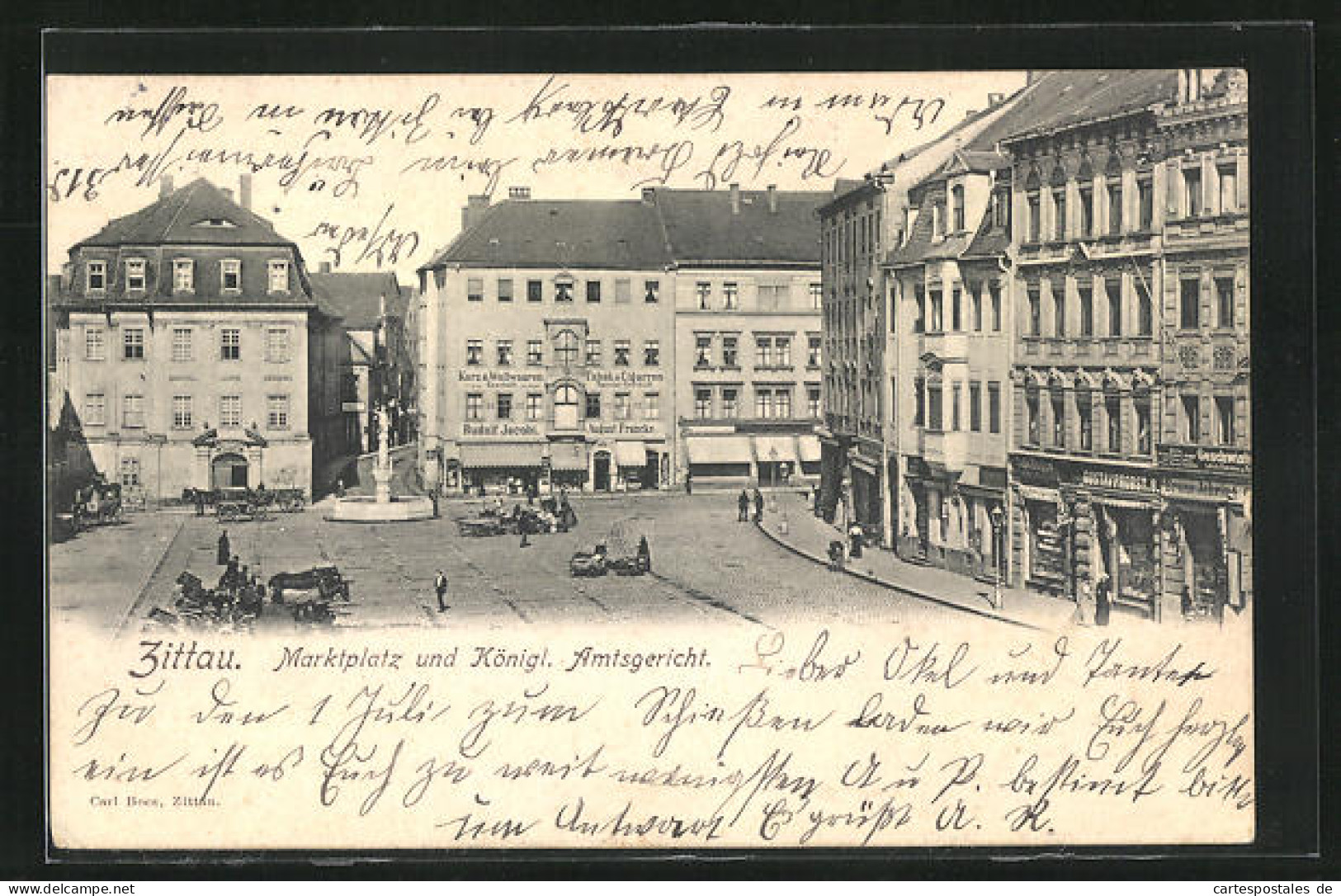 AK Zittau, Marktplatz Und Königl. Amtsgericht  - Zittau