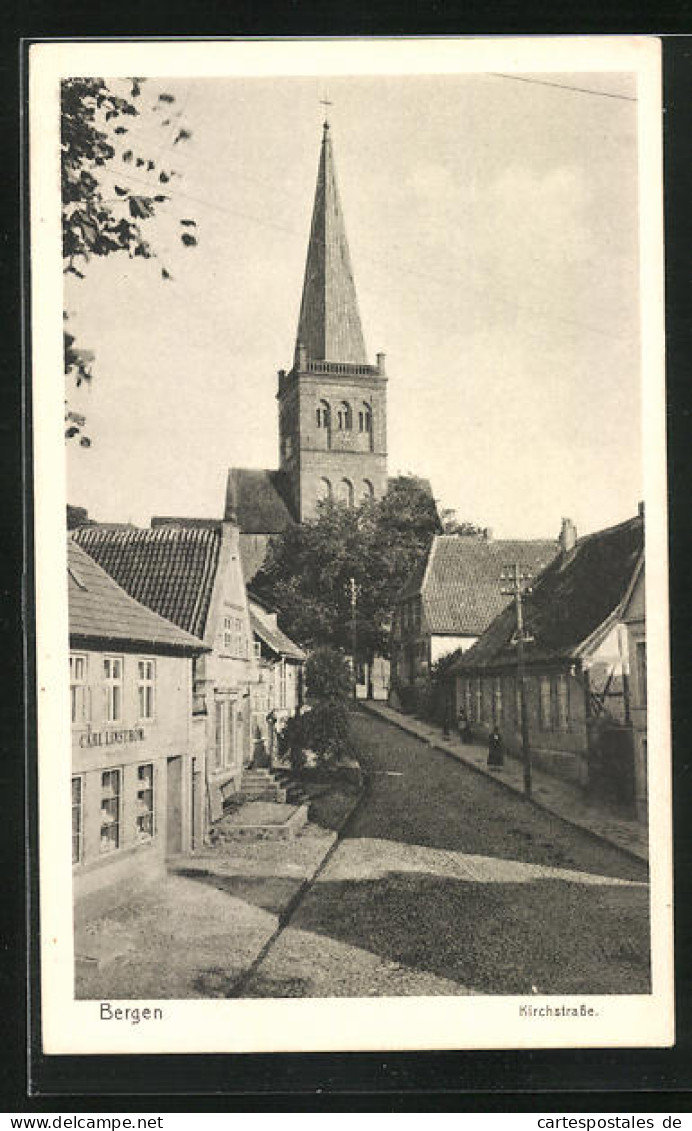 AK Bergen / Rügen, Kirchstrasse Mit Kirche Im Sonnenschein  - Rügen