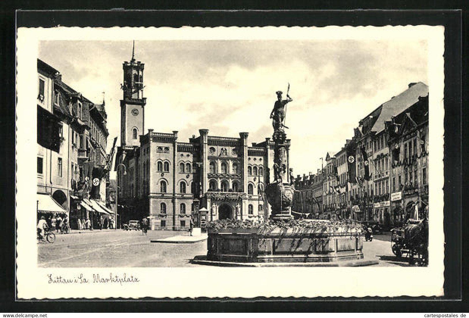 AK Zittau I. Sa., Marktplatz Mit Denkmal Und N  - Zittau