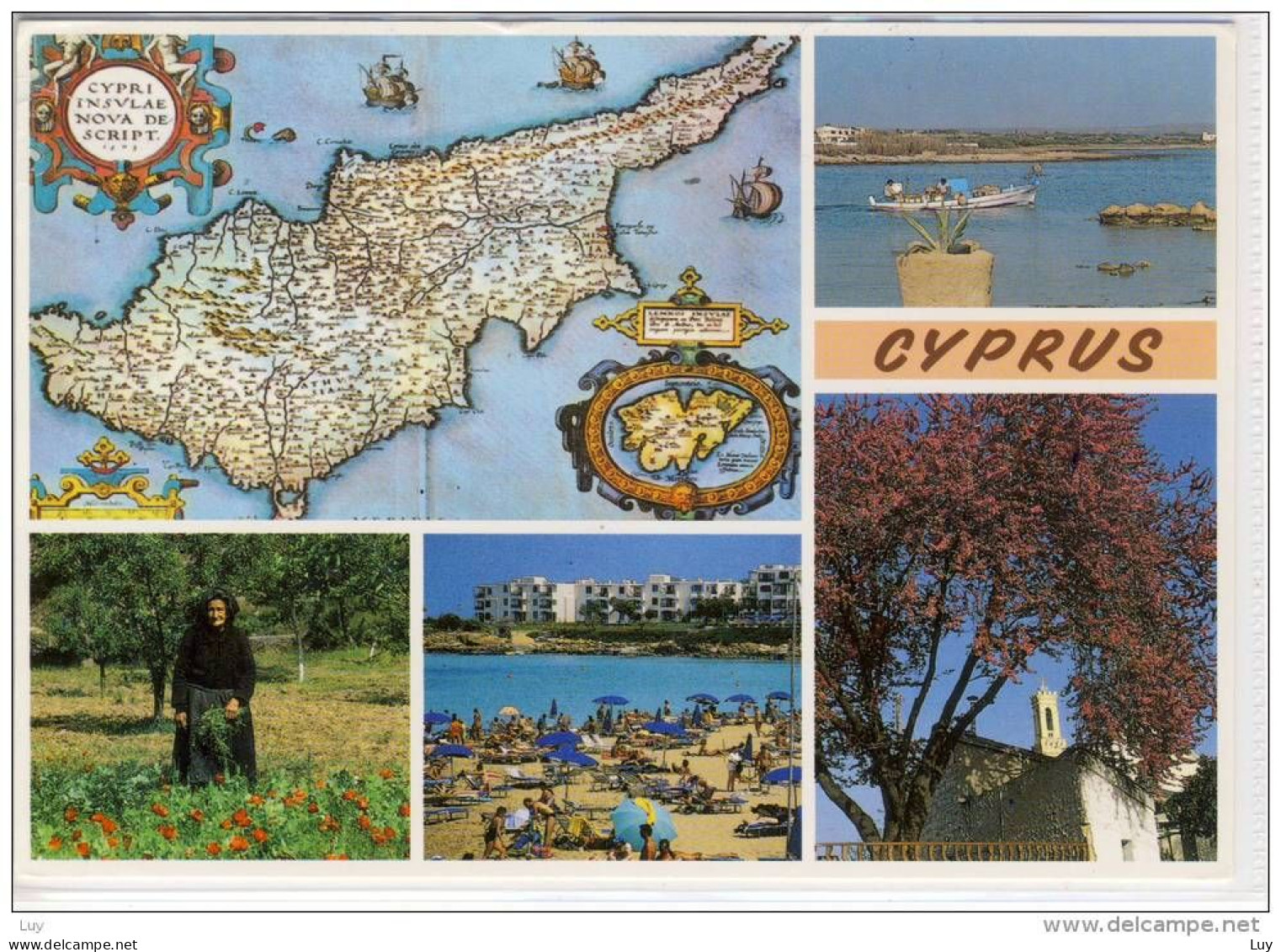 CYPRUS - Multi View, Map, Landkarte, Mappa   , Large Format, Nice Stamp - Chipre