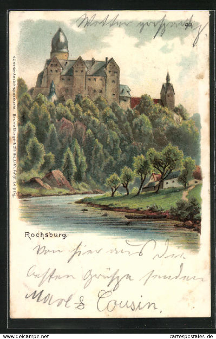 Lithographie Lunzenau, Ansicht Der Rochsburg  - Lunzenau