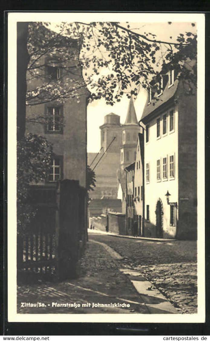 AK Zittau / Sa., Pfarrstrasse Mit Johanniskirche Im Sommer  - Zittau