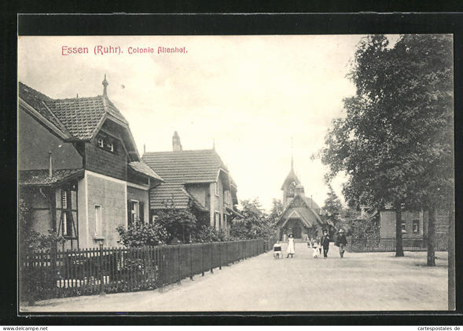 AK Essen / Ruhr, Colonie Altenhof Mit Häusern Und Passanten  - Essen