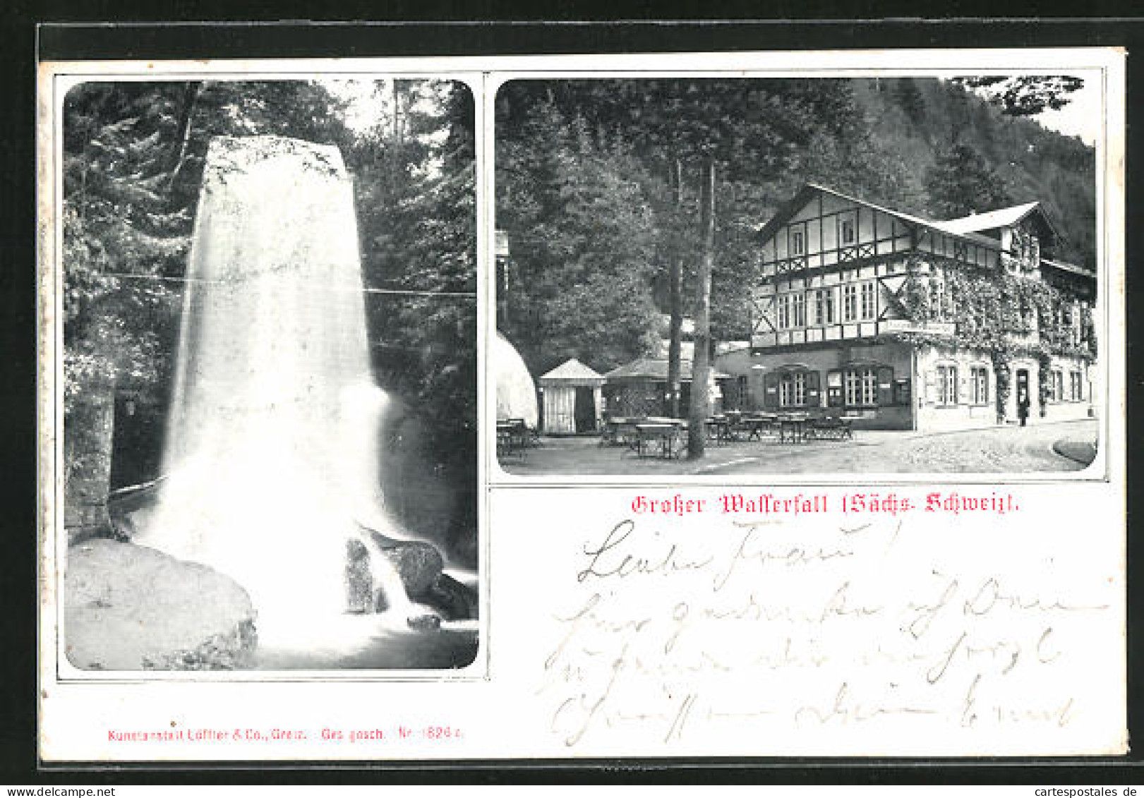 AK Bad Schandau / Sächs. Schweiz, Lichtenhainer Wasserfall Mit Gaststätte  - Bad Schandau