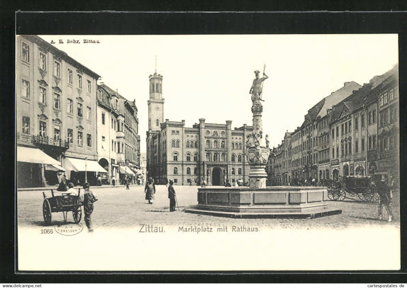 AK Zittau, Bürger Auf Dem Marktplatz, Rathaus  - Zittau