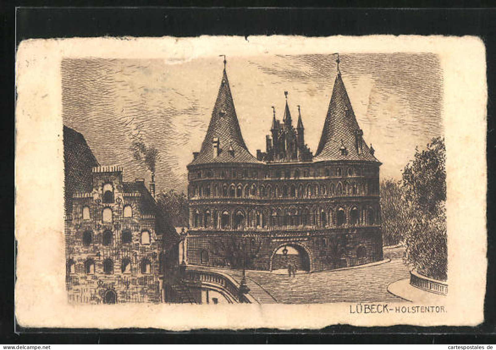 Künstler-AK Lübeck, Holstentor  - Luebeck