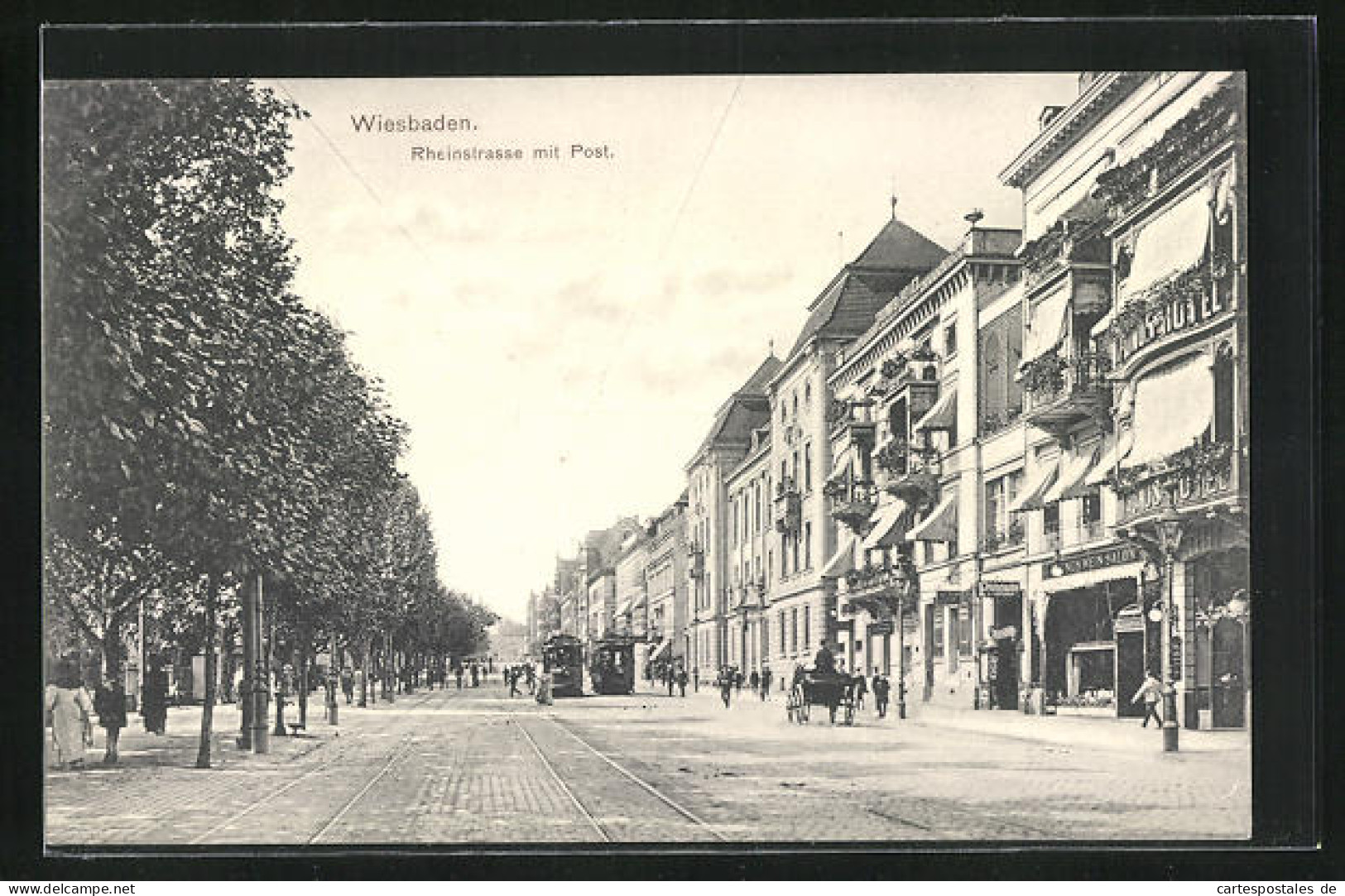 AK Wiesbaden, Rheinstrasse Mit Post  - Wiesbaden