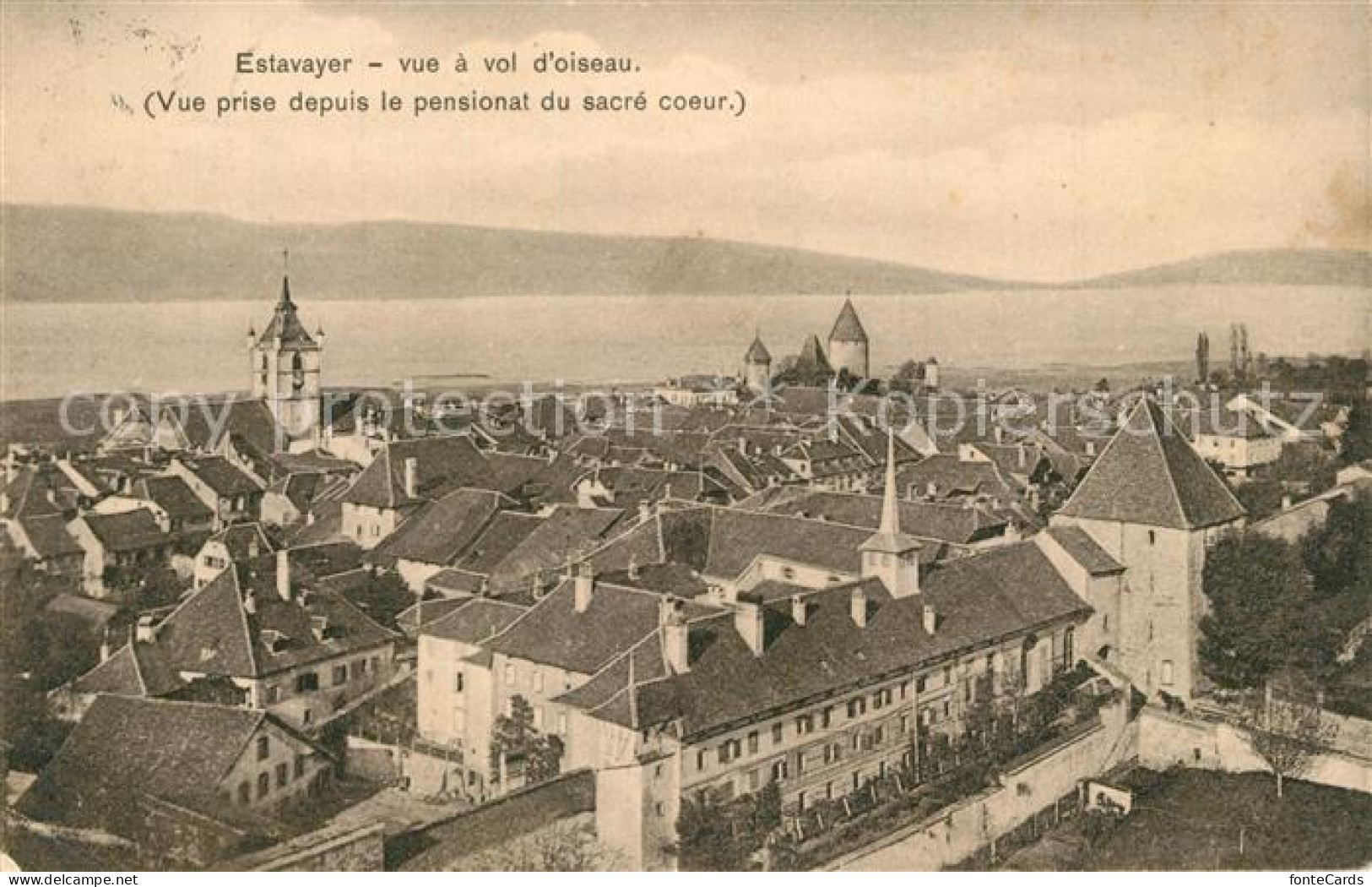 13301836 Estavayer-le-Lac Vue A Vol D Oiseau Vue Prise Depuis Le Pensionat Du Sa - Sonstige & Ohne Zuordnung