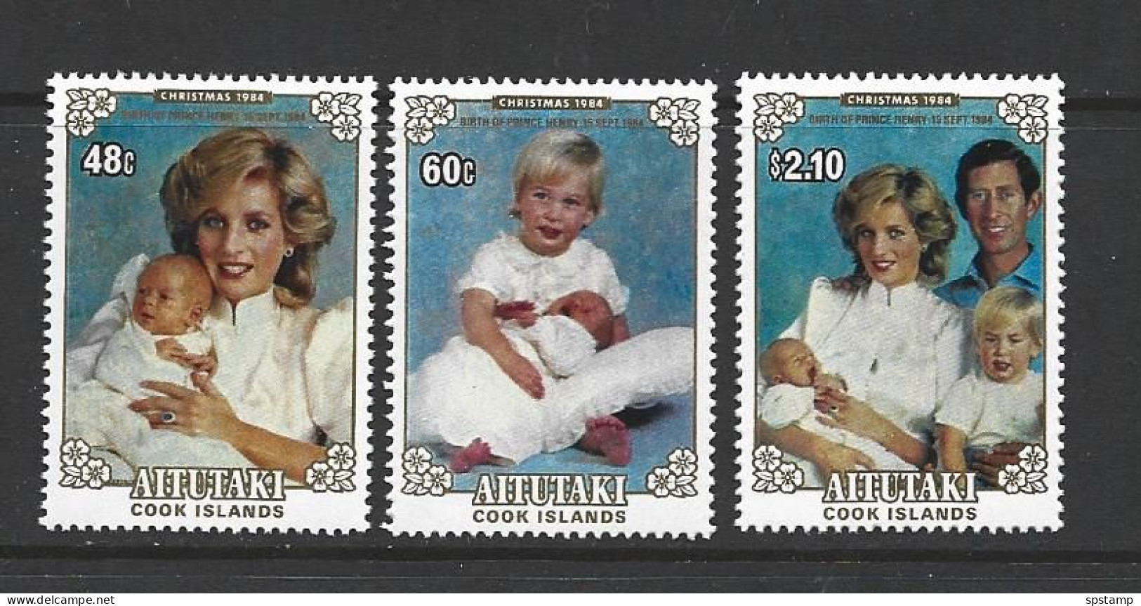 Aitutaki 1984 Christmas Royal Family Prince Henry Birth Set 3 MNH - Aitutaki