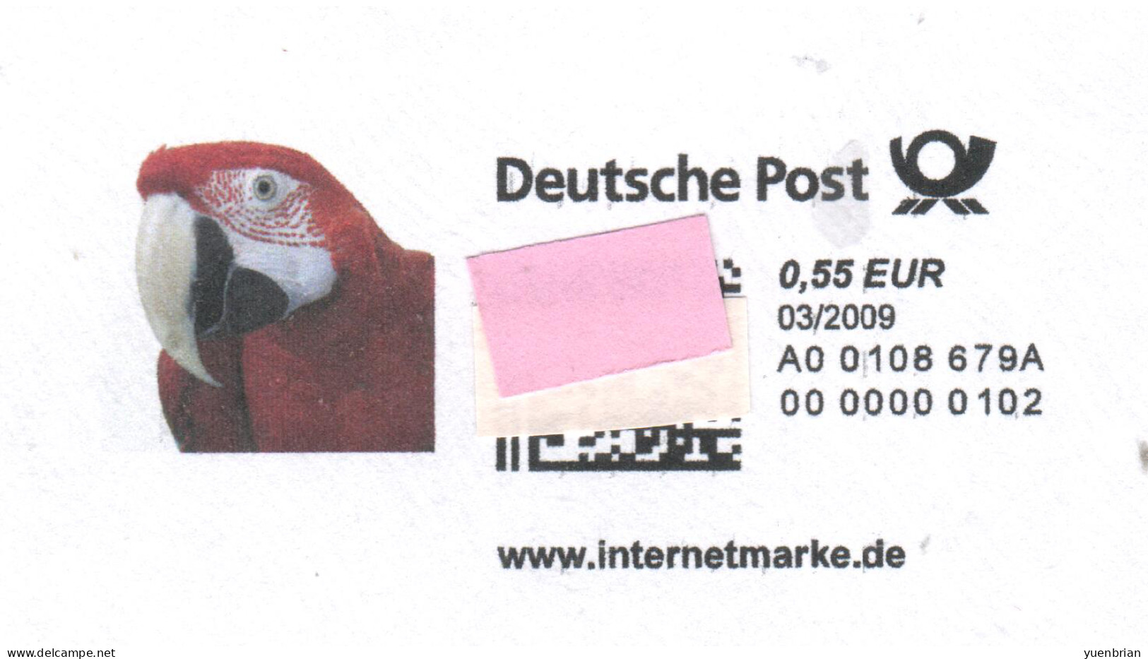 Germany 2009, Postal Stationary, Self-Service Franking Label On Cover, Parrot, MNH** - Perroquets & Tropicaux