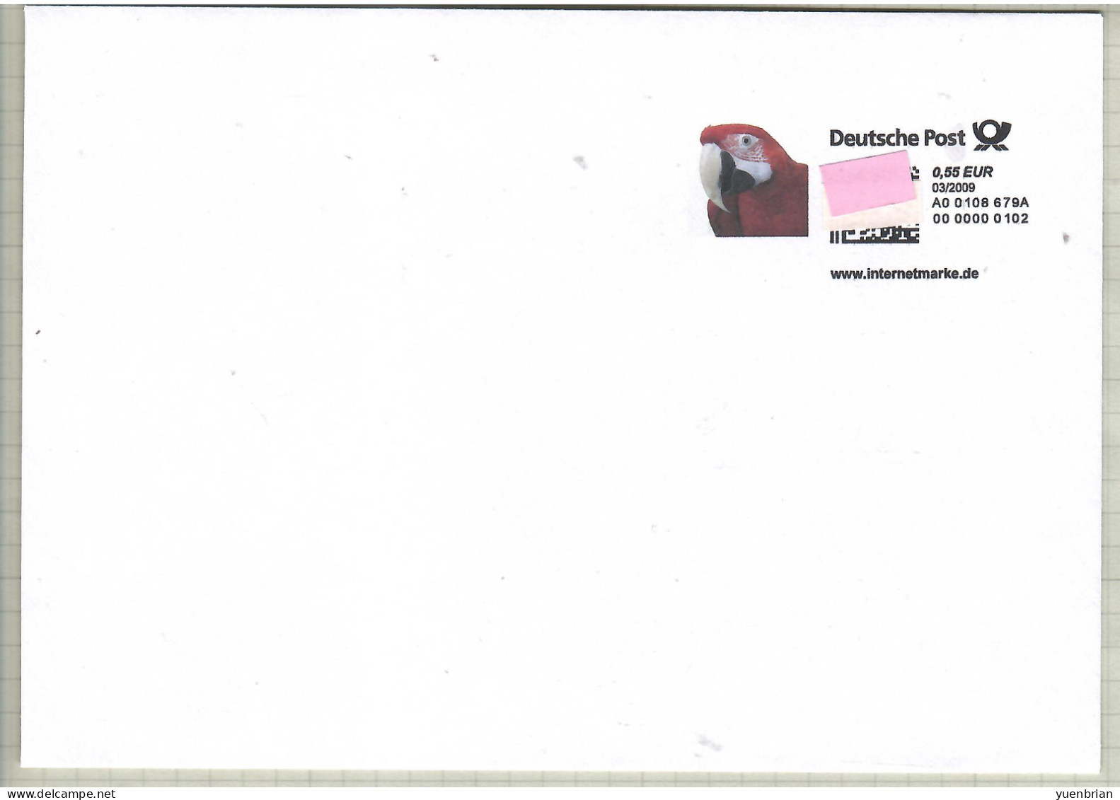 Germany 2009, Postal Stationary, Self-Service Franking Label On Cover, Parrot, MNH** - Papegaaien, Parkieten