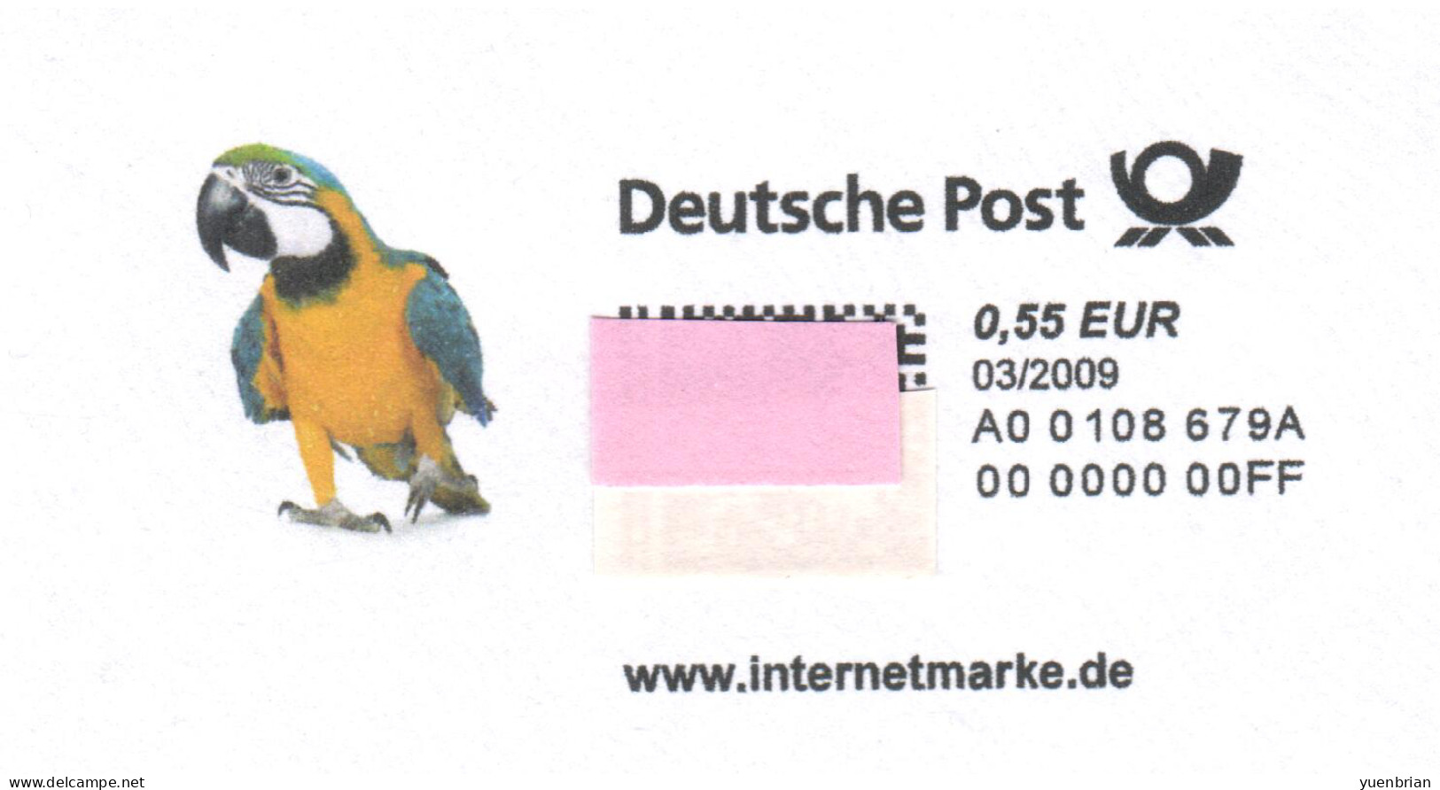 Germany 2009, Postal Stationary, Self-Service Franking Label On Cover, Parrot, MNH** - Pappagalli & Tropicali