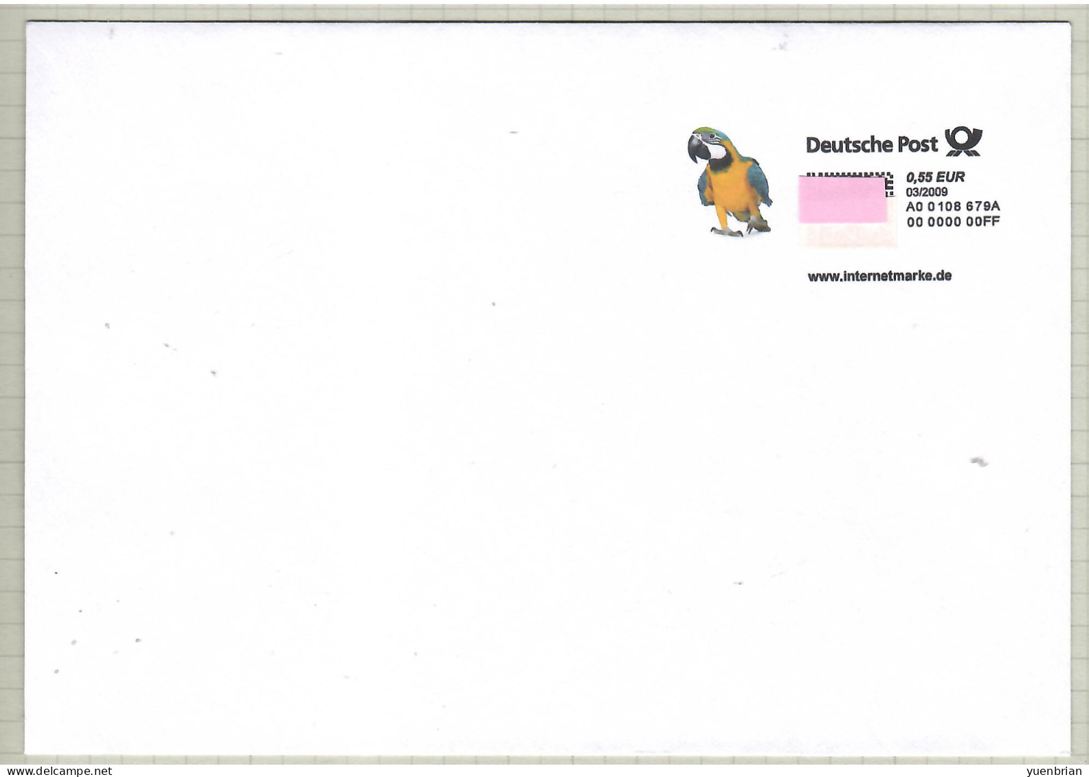 Germany 2009, Postal Stationary, Self-Service Franking Label On Cover, Parrot, MNH** - Papageien