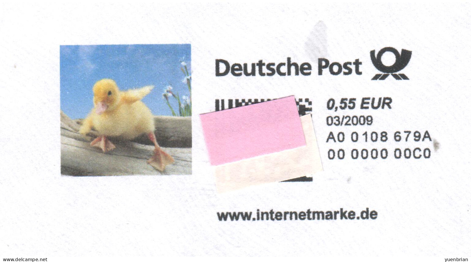 Germany 2009, Postal Stationary, Self-Service Franking Label On Cover, Duck, MNH** - Ducks