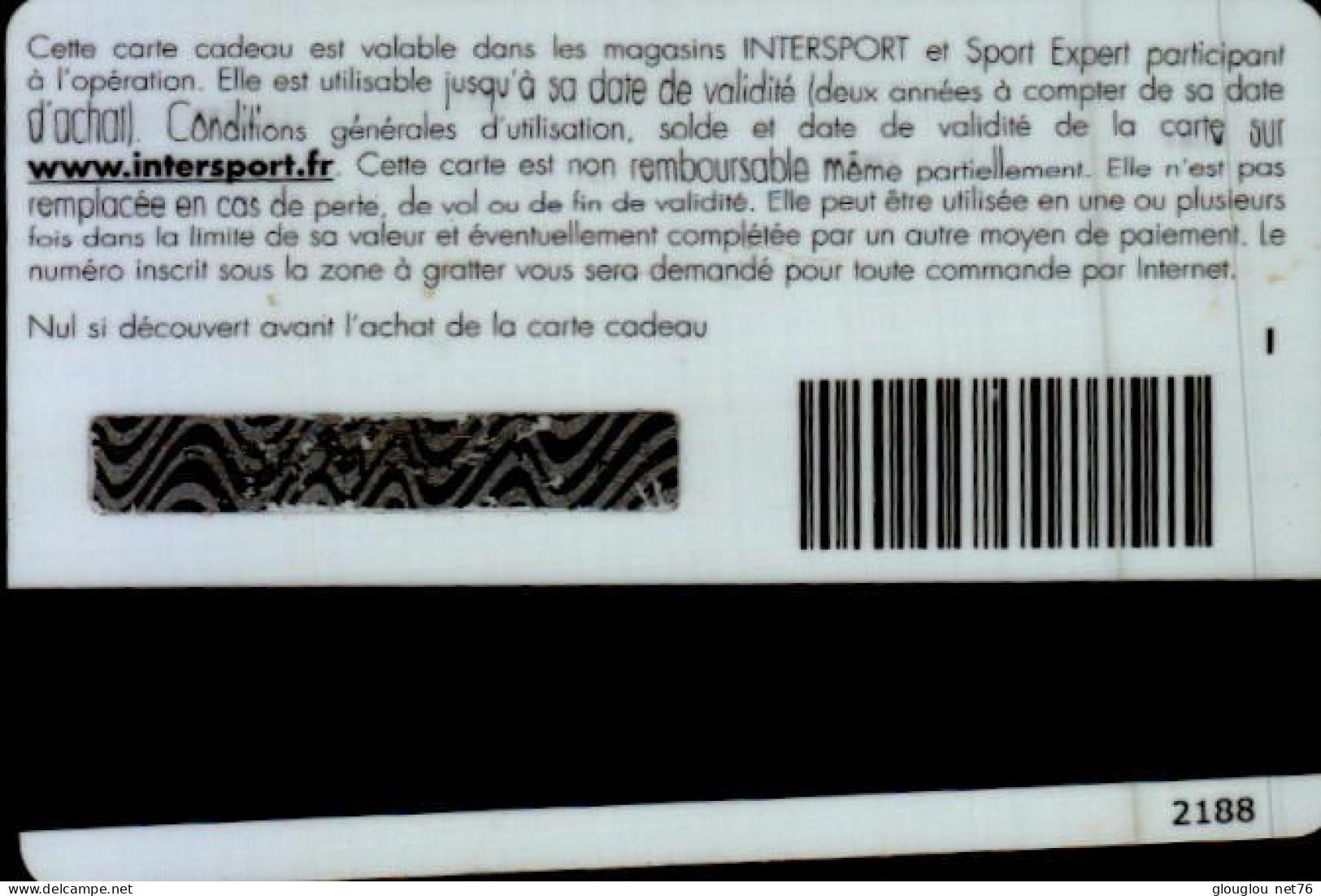 CARTE CADEAU  INTERSPORT... PARTENAIRE OFFICIEL DE L'OM - Cartes De Fidélité Et Cadeau