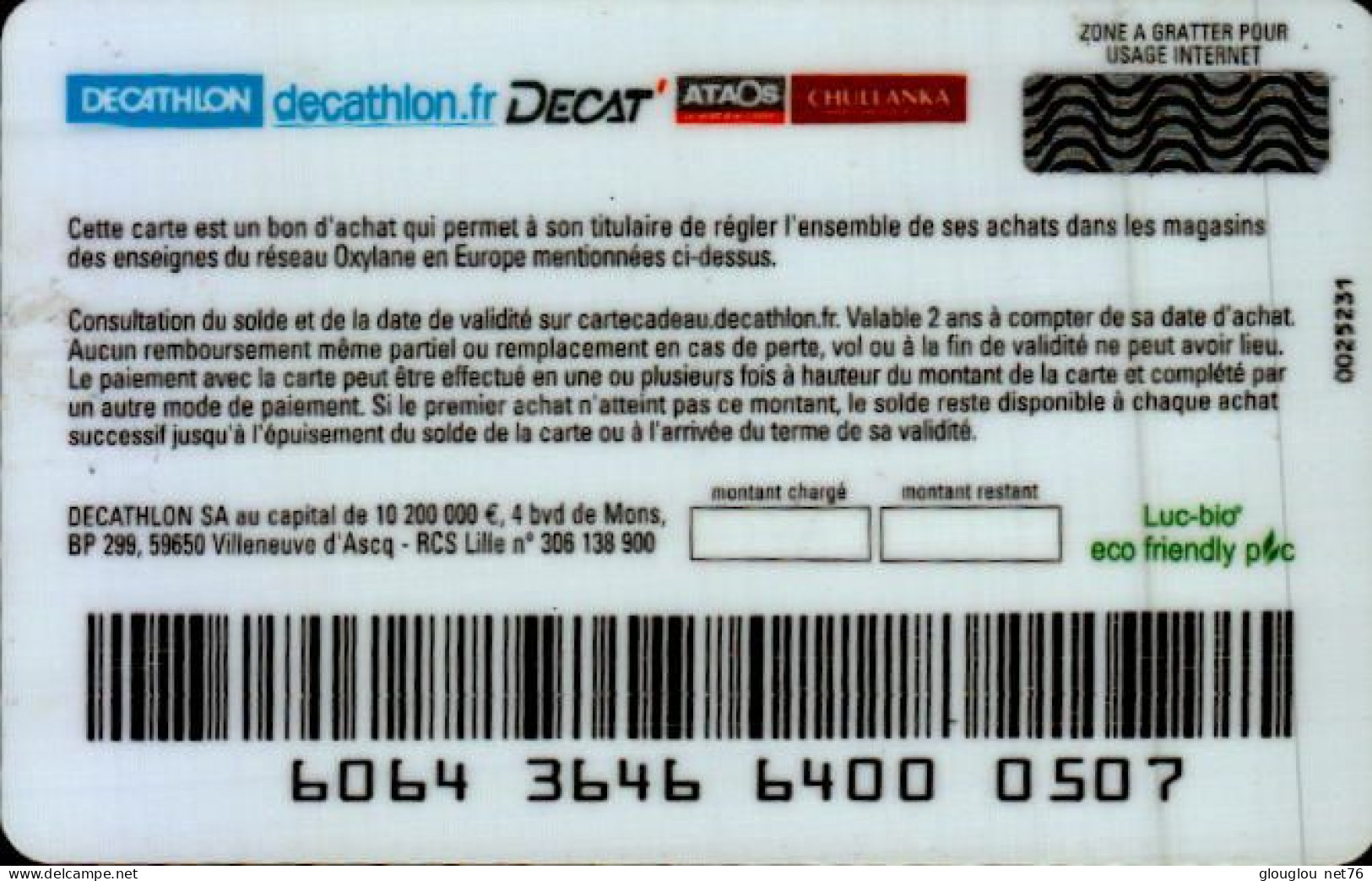 CARTE CADEAU  .DECATHLON...UN CADEAU QUI NE VOUS PREND PAS DE COURT - Gift And Loyalty Cards