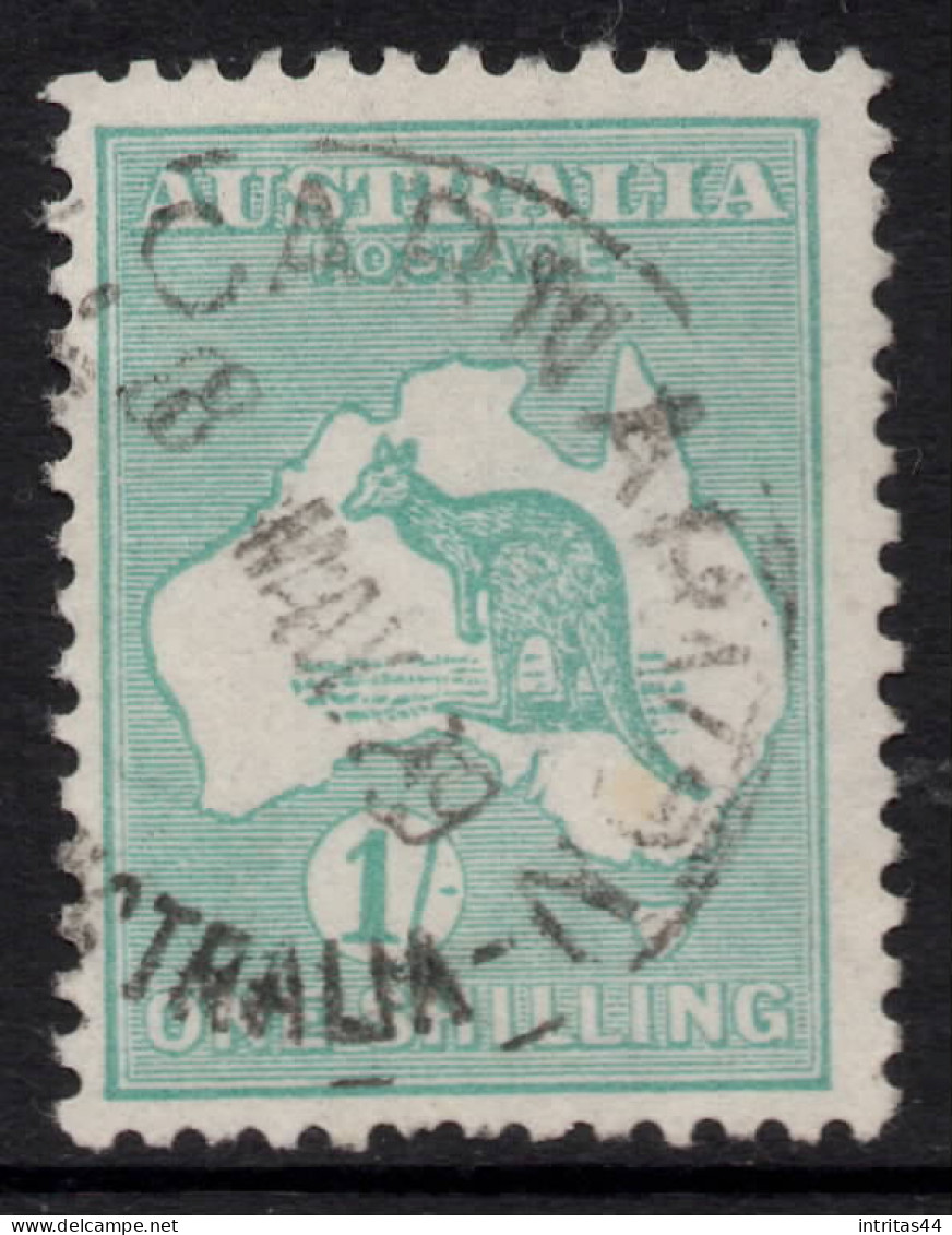 AUSTRALIA 1916  1/- BLUE - GREEN KANGAROO (DIE II) STAMP PERF.12 3rd. WMK  SG.40 VFU. - Gebraucht