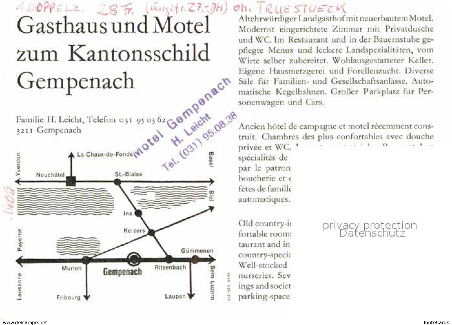 12916026 Gempenach Gasthaus Motel Zum Kantonsschild Gempenach - Autres & Non Classés