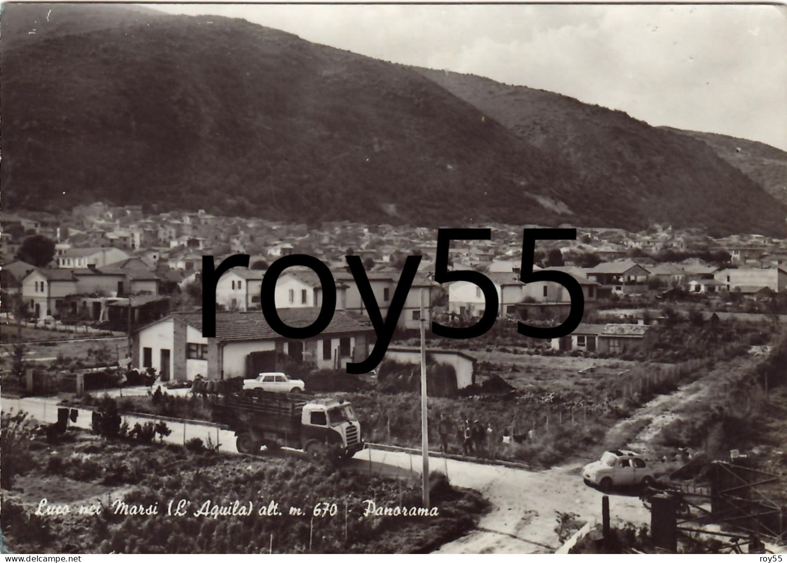 Abruzzo-l'aquila-luco Nei Marsi Panorama Interno Paese Veduta Case Strade Auto Epoca Camion Epoca Anni 60 - Sonstige & Ohne Zuordnung