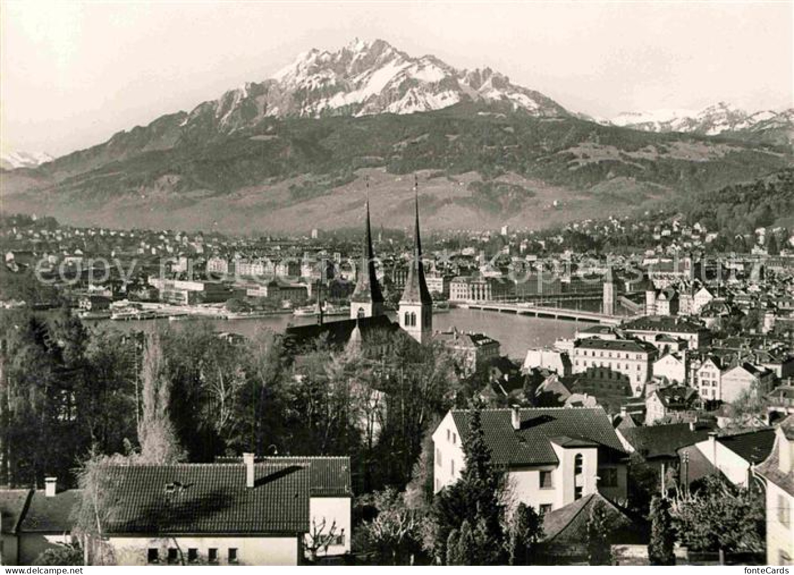 12854596 Luzern LU Hofkirche Mit Alpen Pilatus Und Vierwaldstaettersee Luzern - Other & Unclassified