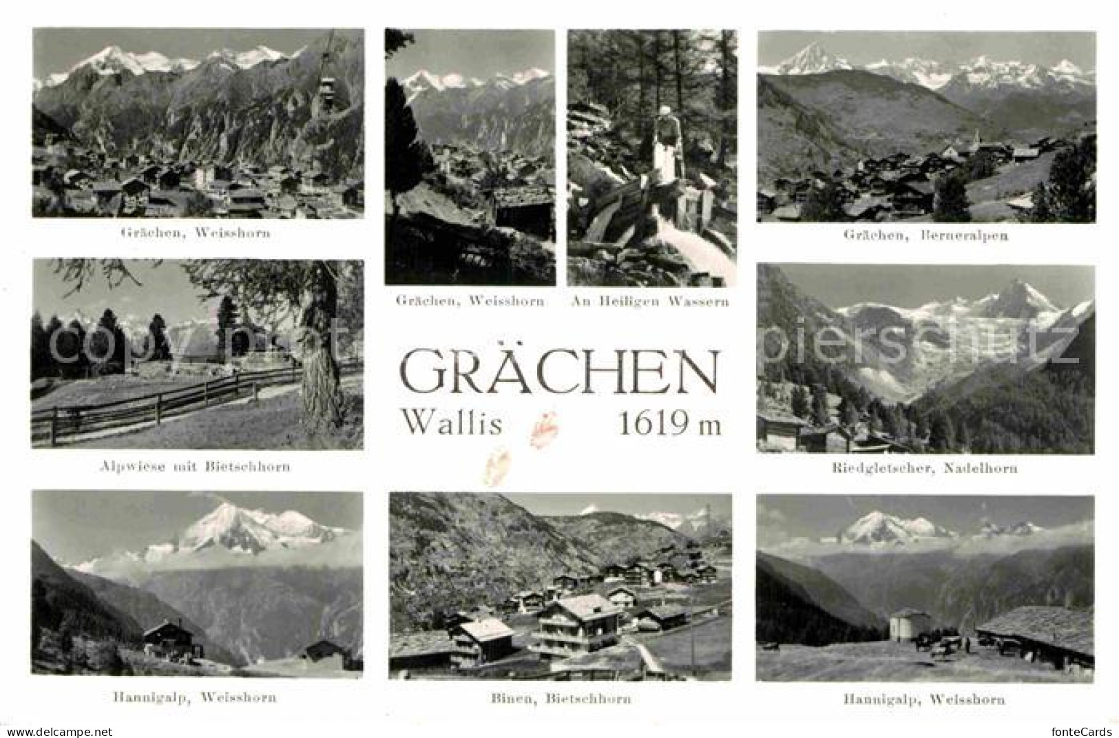 12833656 Graechen VS Gesamtansicht Mit Alpenpanorama Heilige Wasser Hannigalp Al - Altri & Non Classificati
