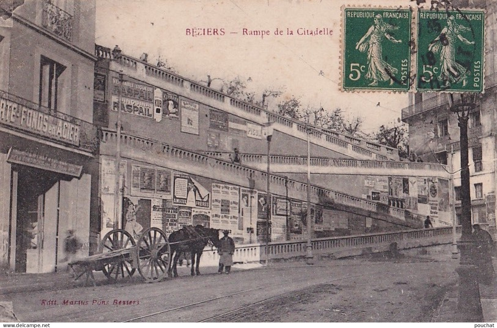 C12-34) BEZIERS - RAMPE DE LA CITADELLE - ANIMATION - ATTELAGE CHEVAL  - EN  1916 - Beziers