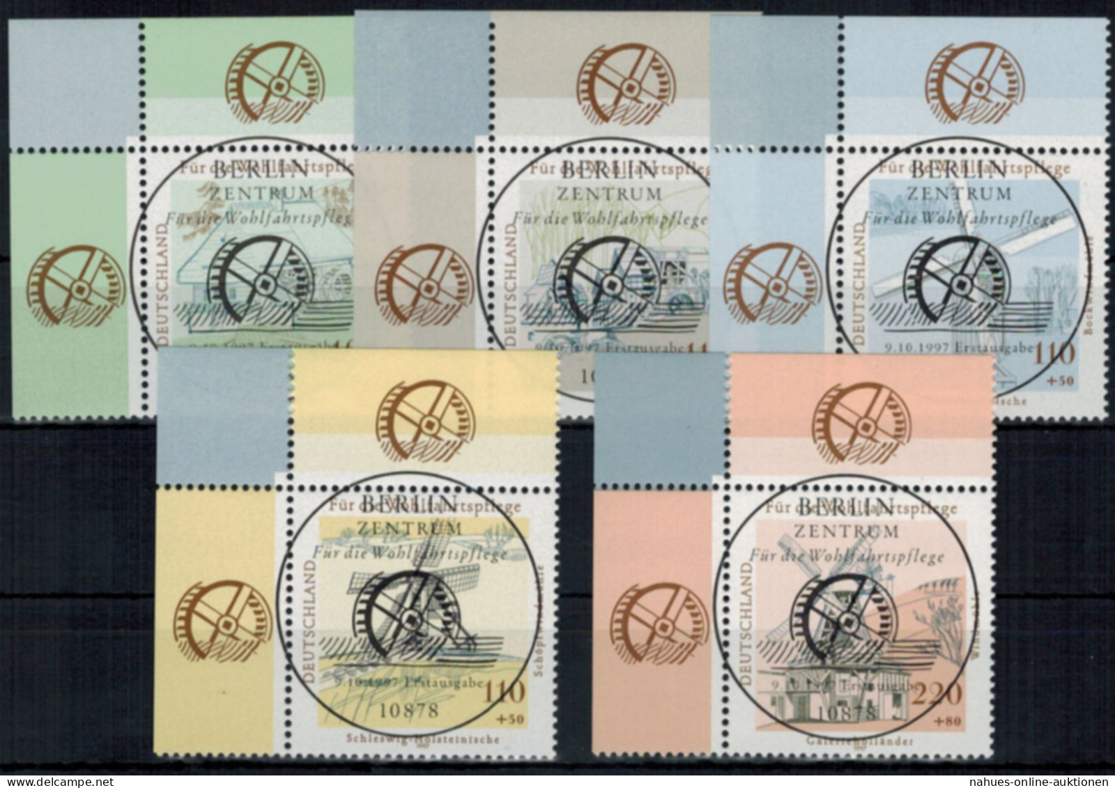 Bund 1948-1952 Bogenecke Eckrand Wohlfahrt Mühlen Oben Links Erstags-SST - Covers & Documents