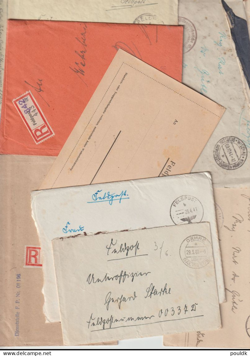 50 German Feldpost Covers From World War 2 From/to Fronts. Many Has Letters. Postal Weight 0,340 Kg. Please Read Sales C - Militares