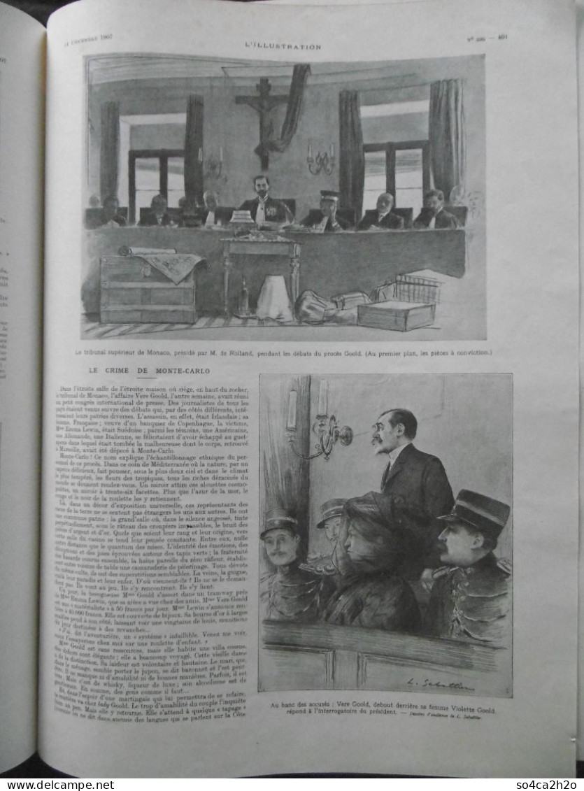 L'ILLUSTRATION N°3381 14/12/1907 Marcelle Tinayre; Le Dirigeable Patrie En Perdition; Le Crime De Monté Carlo - Sonstige & Ohne Zuordnung