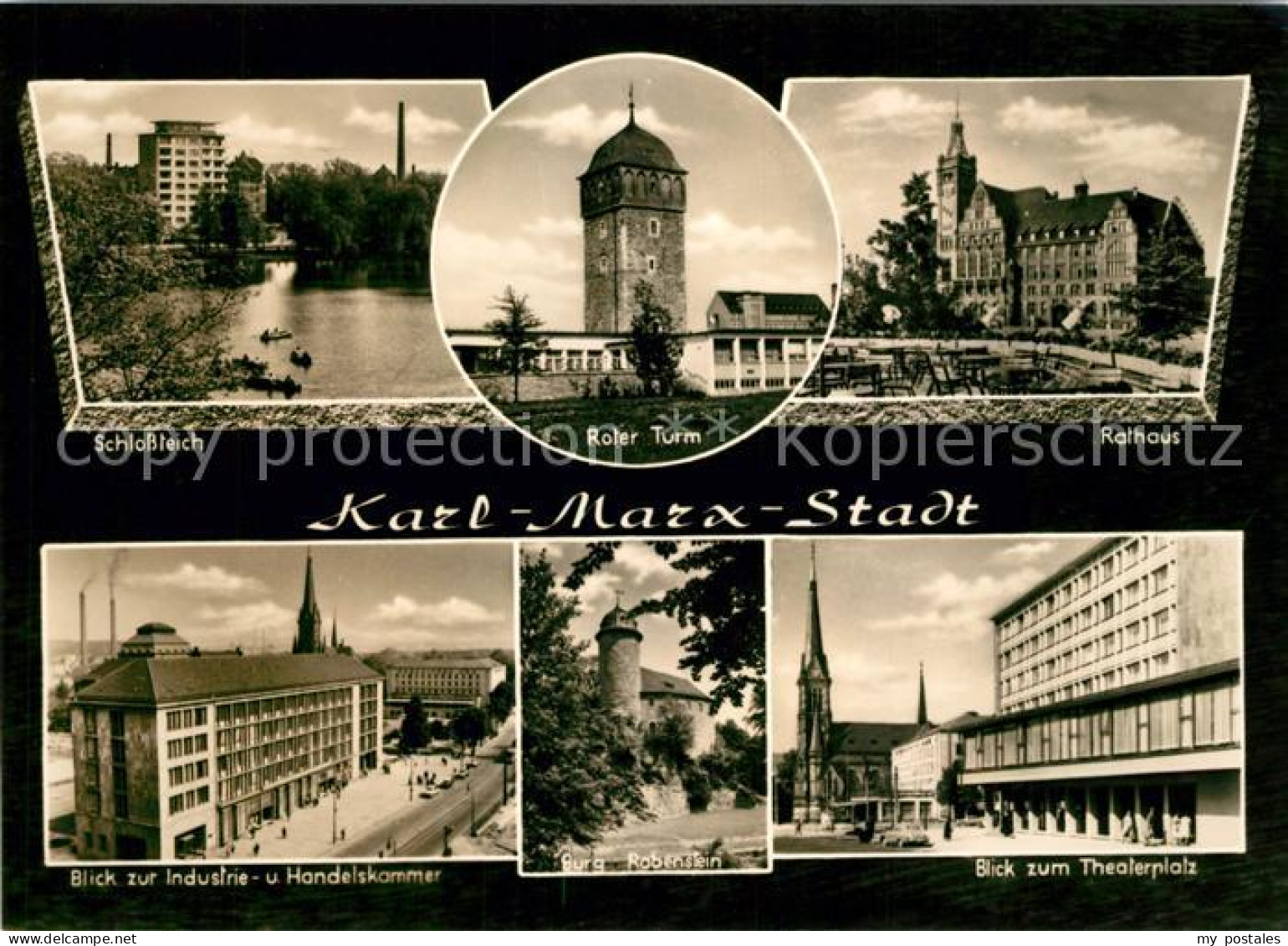 73140295 Karl-Marx-Stadt Schlossteich Roter Turm Rathaus Industrie Und Handelska - Chemnitz